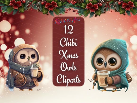 Chibi Christmas Owls: Festive Illustrations for Brands