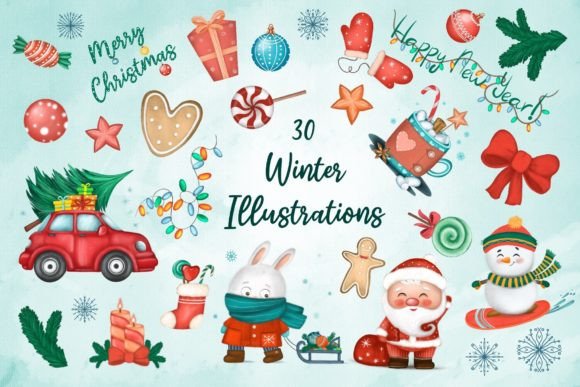 Christmas and New Year Set: Premium Illustrations for Design