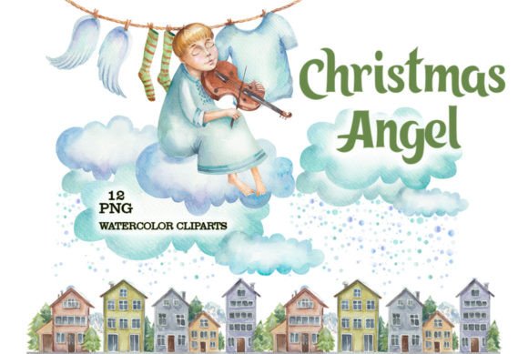 Christmas Angel Watercolor Clipart: Premium Illustrations