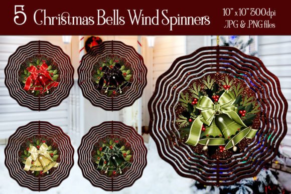 Christmas Bell Wind Spinners Set 1: Festive Illustrations