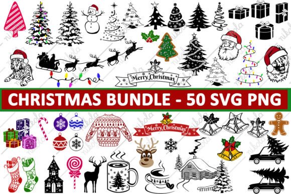 Christmas Bundle SVG PNG Cut File Xmas: Illustrations