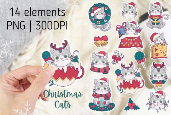 Christmas Cat PNG: Festive Illustrations for Blogs