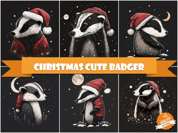 Christmas Cute Badger Bundle: Illustrations for Brands