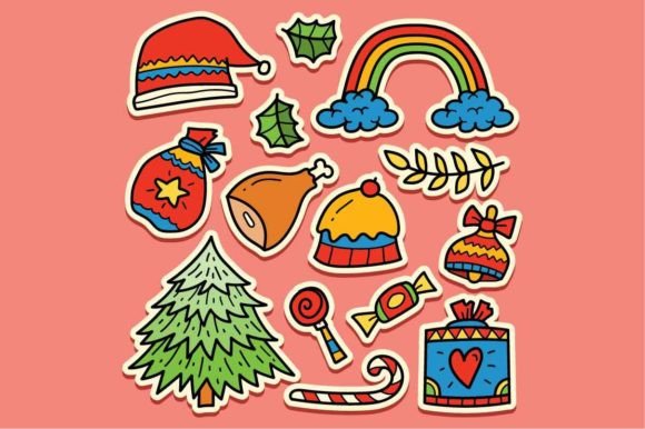 Christmas Doodle Cartoon Illustrations for Branding