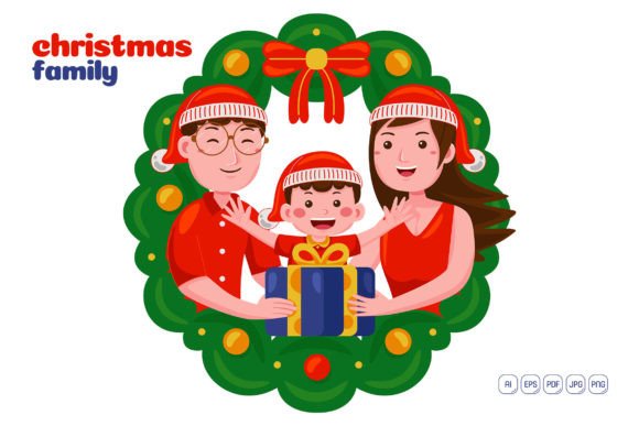 Christmas Family Vector Illustration for Festive Illustrations
