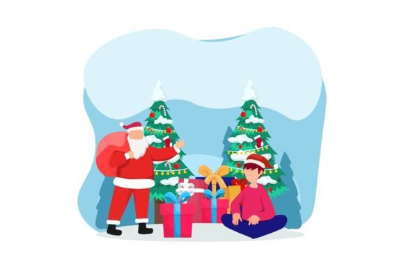 Christmas Gift Exchange Flat Design: Fresh Illustrations