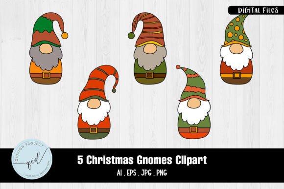 Christmas Gnomes Clipart: 5 Illustrations for Sellers