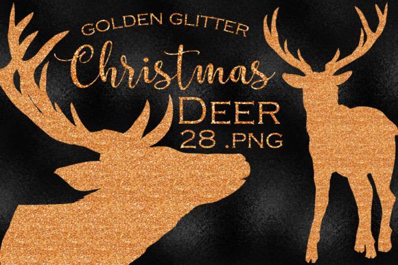 Christmas Gold Glitter Deer: Premium Illustrations