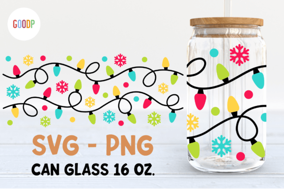 Christmas Light Can Glass 16oz Svg: Festive Illustrations