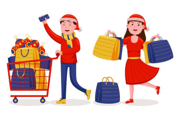 Christmas Shopping Vector Pack 02: Essential Illustrations