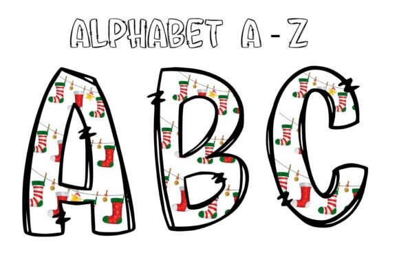 Christmas Sock Alphabet Letters Doodle: Festive Illustrations