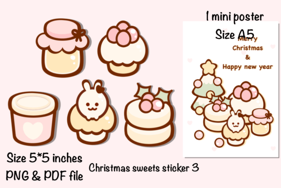 Christmas Sweets Sticker Mini Poster 3: Sweet Illustrations