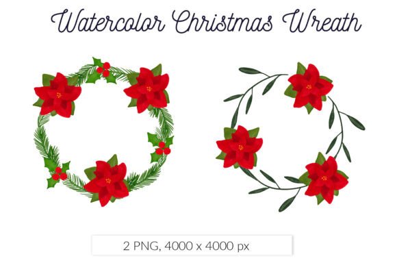 Christmas Watercolor Poinsettia Floral Illustrations Review