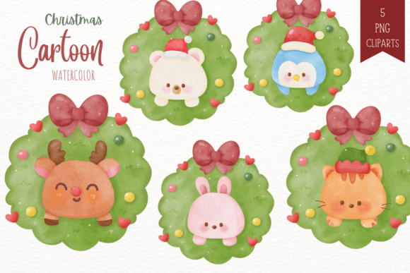 Christmas Wreath Watercolor and Animal Illustrations Review