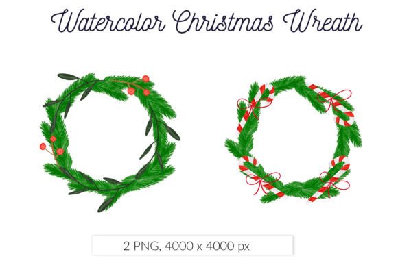 Christmas Wreath Watercolor Candy Berry Illustrations Review