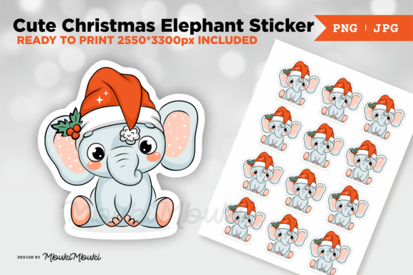 Cute Christmas Elephant Sticker: Festive Illustrations Review