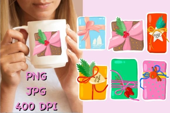 Festive Gift Boxes Cliparts for Christmas Illustrations