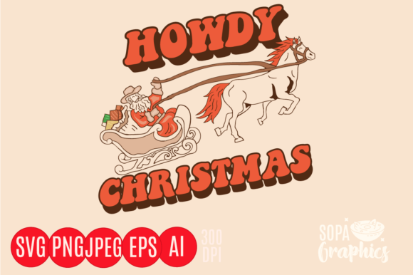Howdy Santa Retro Christmas: Festive Illustrations