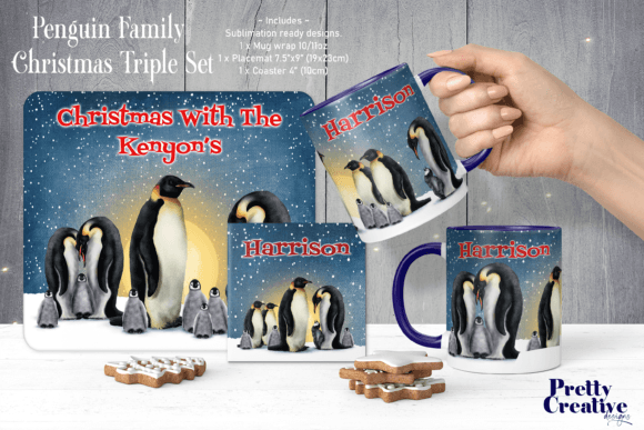 Penguin Family Christmas Triple Set: Festive Illustrations
