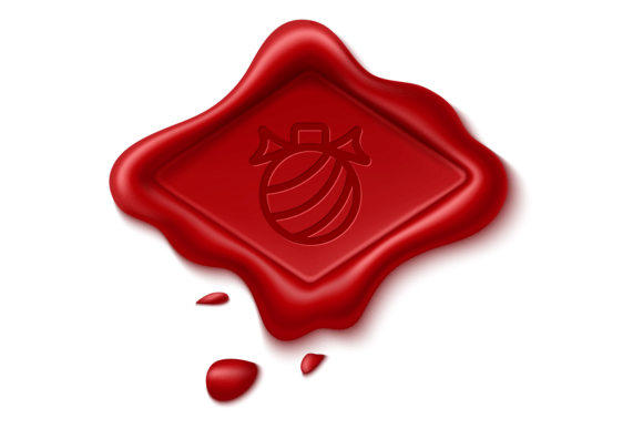 Red Rubber Seal with Christmas Decoratio: Festive Illustrations