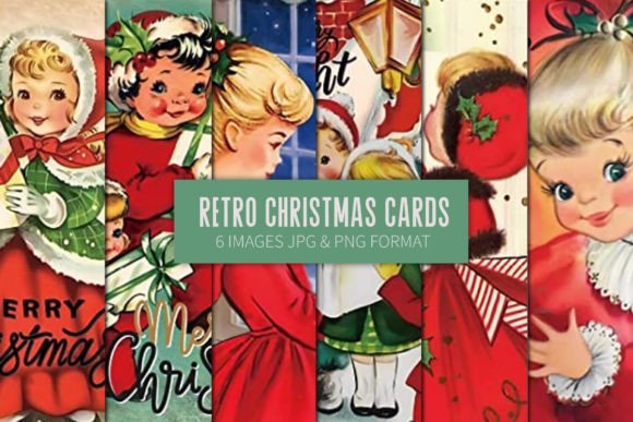 Retro Children Christmas Cards: Festive Illustrations
