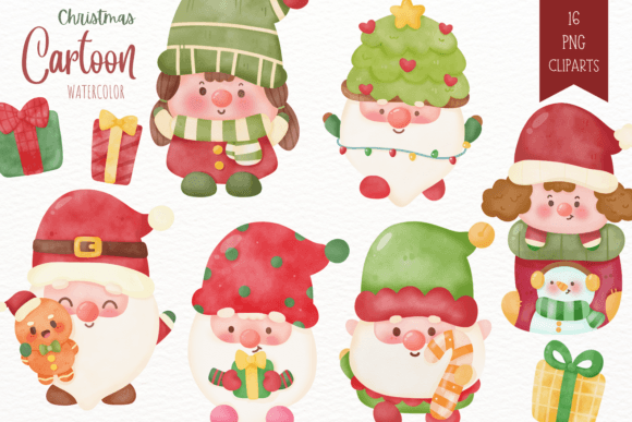 Review: Christmas Gnome Watercolor Kawaii Santa Illustrations
