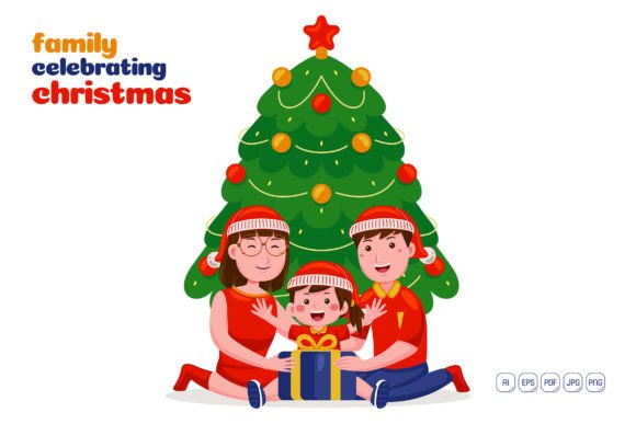 Review: Family Celebrating Christmas Vector for Holiday Stitching