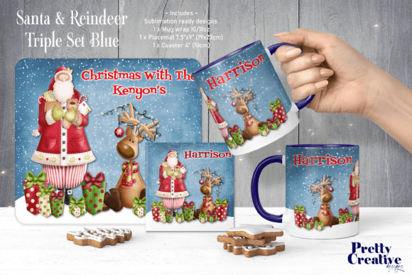 Santa Reindeer Blue Christmas Set Review
