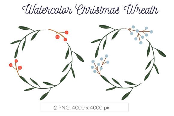 Watercolor Floral Christmas Wreath Illustrations Review